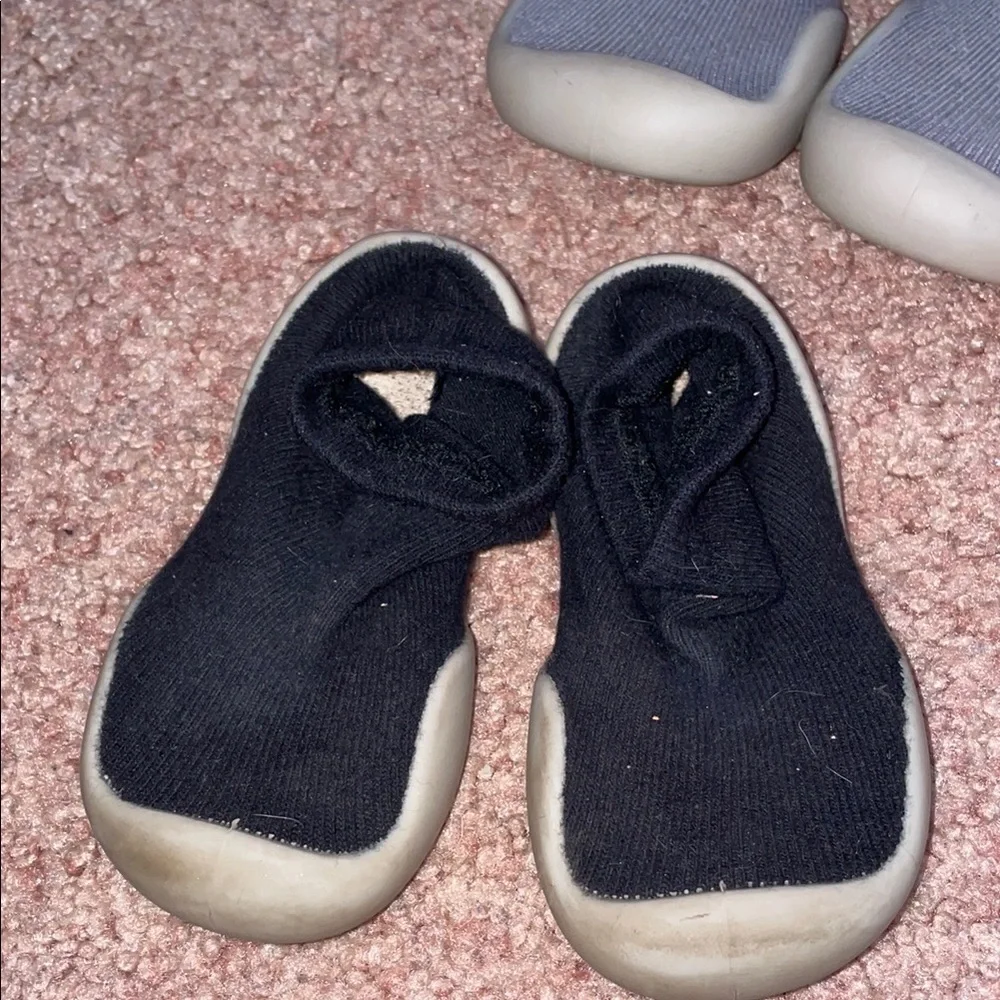 Kids Black and Gray Slip-On Shoes